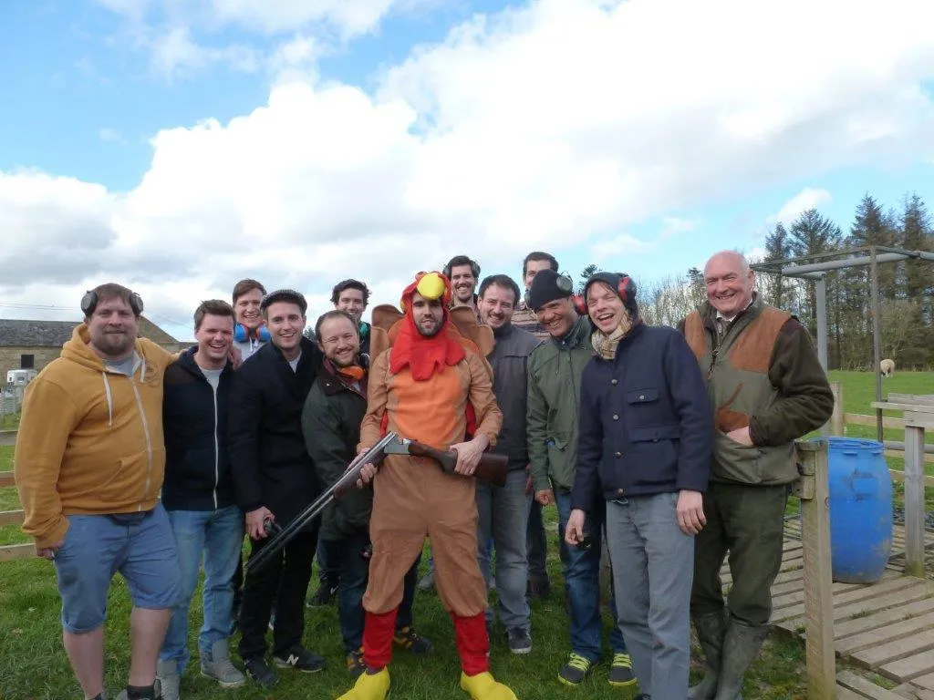 Group enjoying a stag do shoot